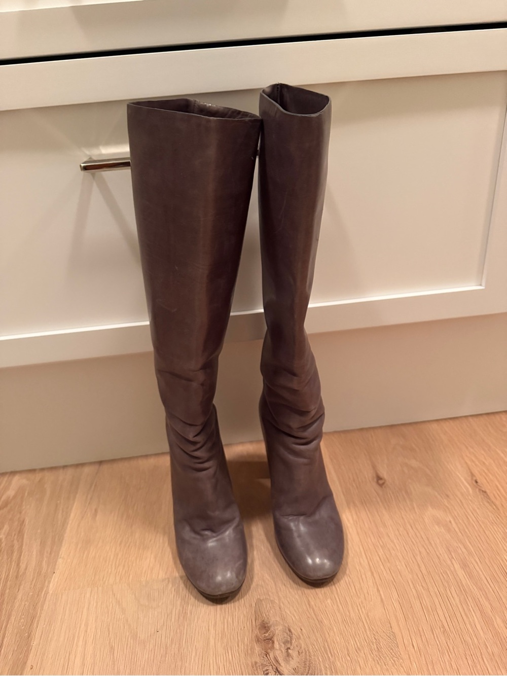 Chloe Tall Gray Leather Boots